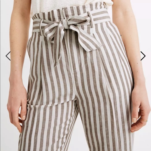 Madewell Paperbag Striped Linen Blend Pants - Picture 3 of 11